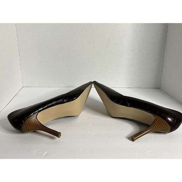 New Vtg Rampage Sz 9 1/2 M Pointed Toe Women's Shoes Pumps Shiny Brown 3" Spikes - Picture 6 of 7